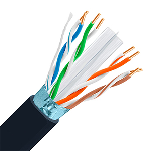 101361S/BK - CAT6E 600MHz Cable, 4 Pair, FTP, Plenum Rated (CMP), Solid Bare Copper - Black - 1000ft